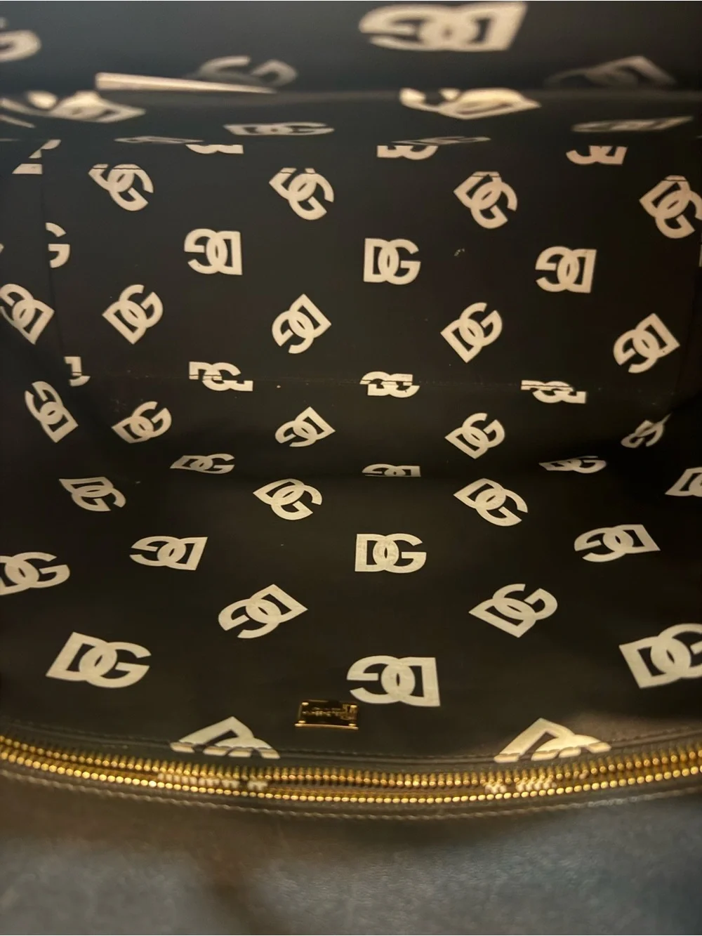 Dolce & Gabbana Black Leather Embossed DG Tote